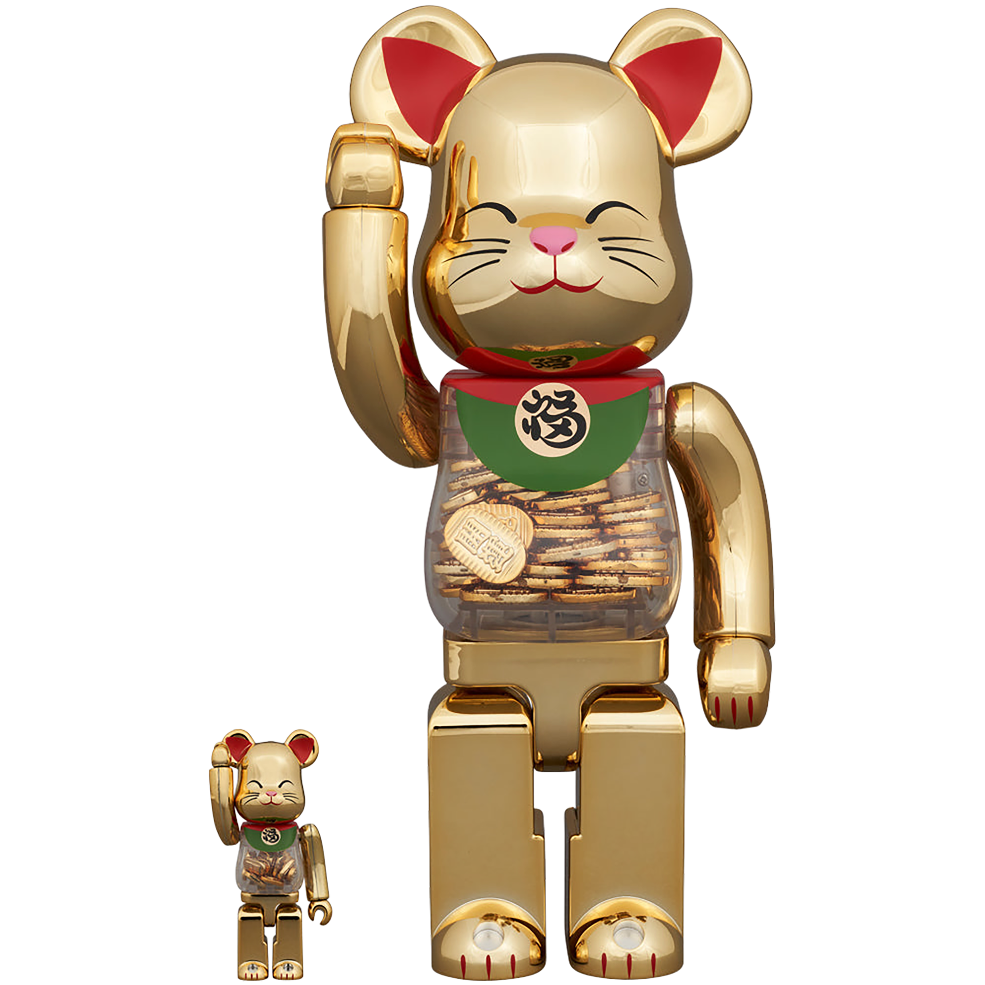 BE@RBRICK Maneki Neko Good Luck coin Gold Plating 100％ & 400％ 
