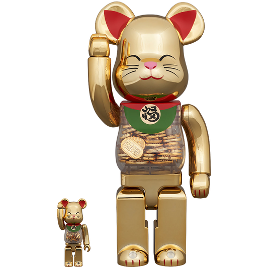 BE@RBRICK Maneki Neko Good Luck coin Gold Plating 100％ & 400％ 