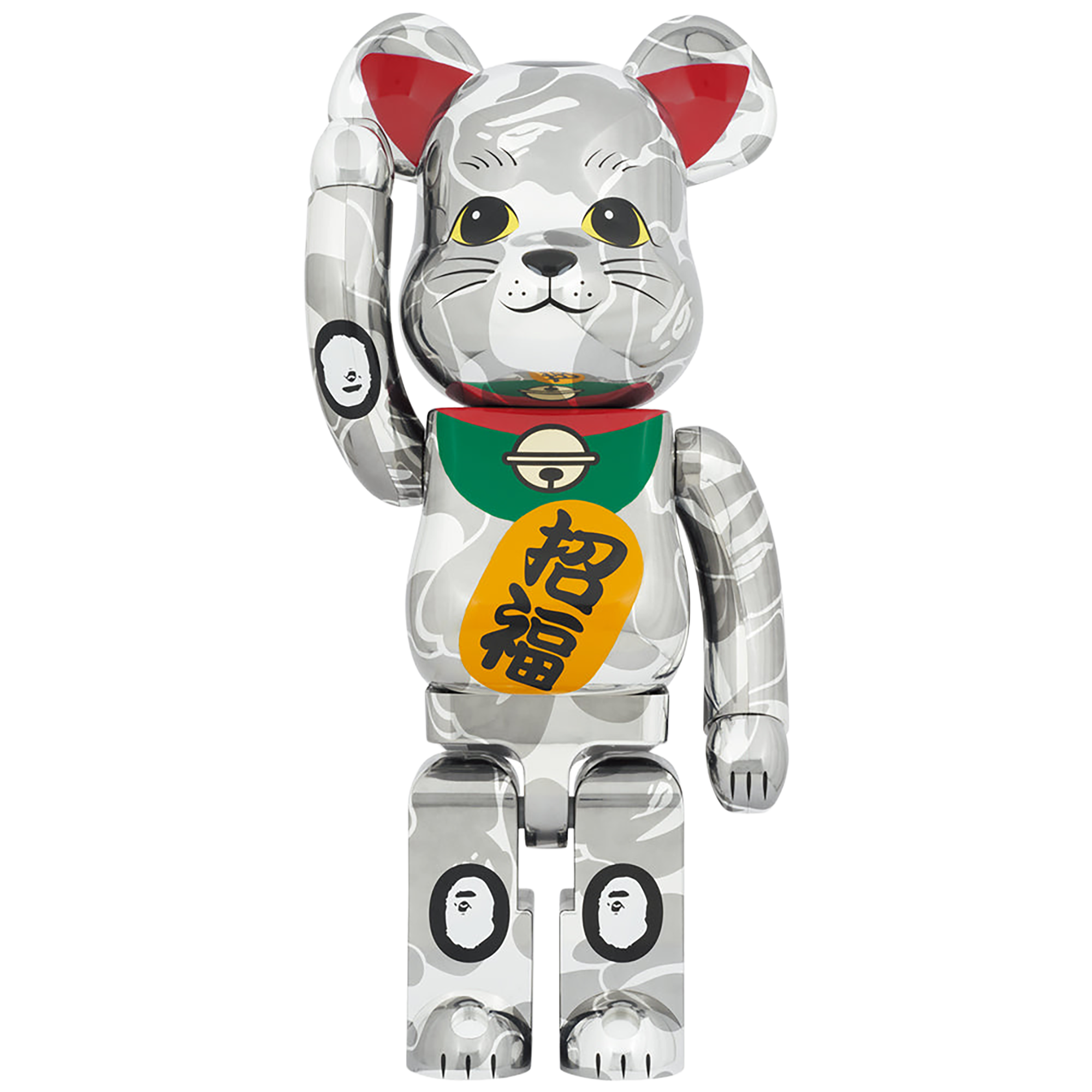 BE@RBRICK BAPE(R) Maneki Neko Silver Plated 1000%
