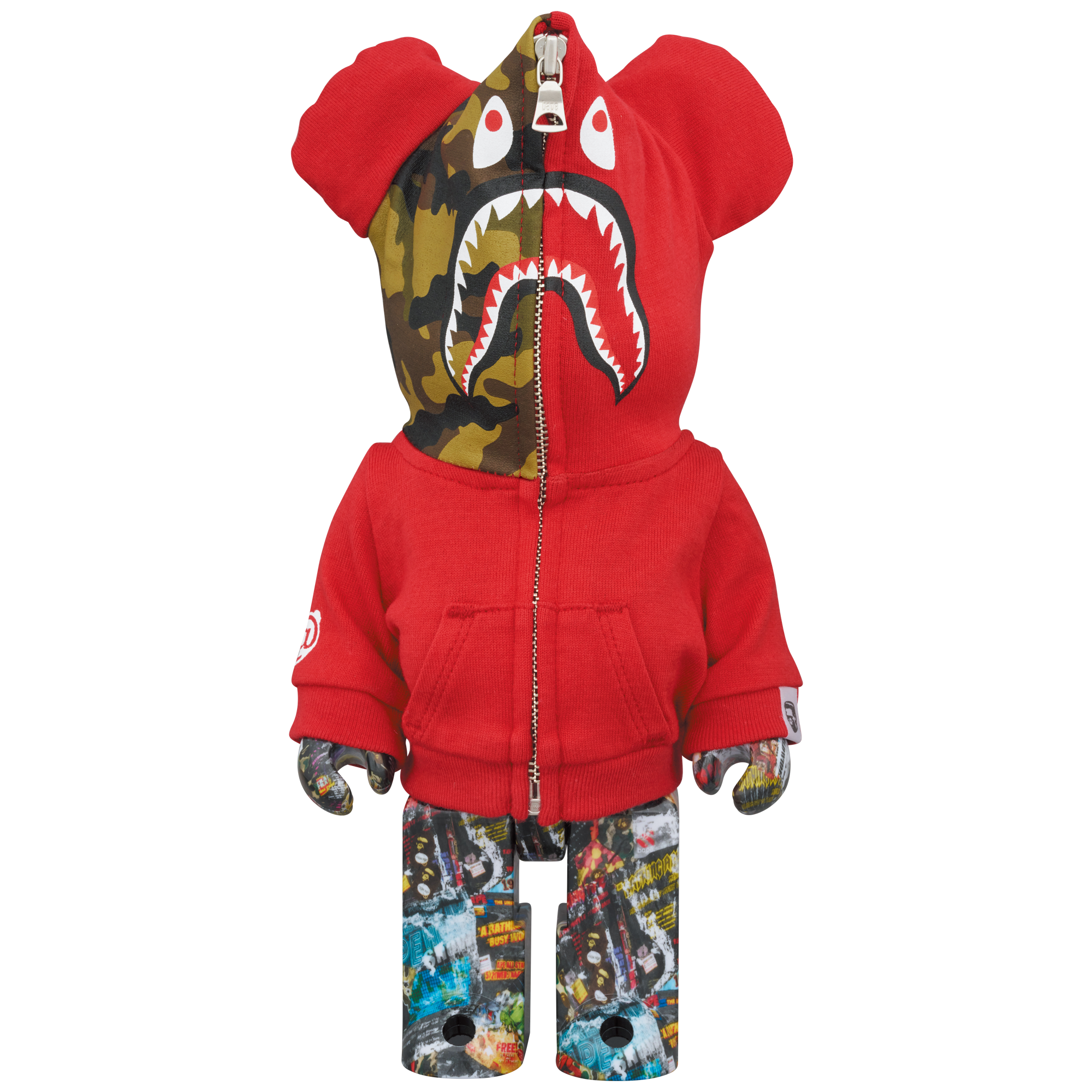 BE@RBRICK BAPE(R) LEGACY CAMO SHARK GRAY／RED／NAVY 100％ & 400％ 3 PCS SET
