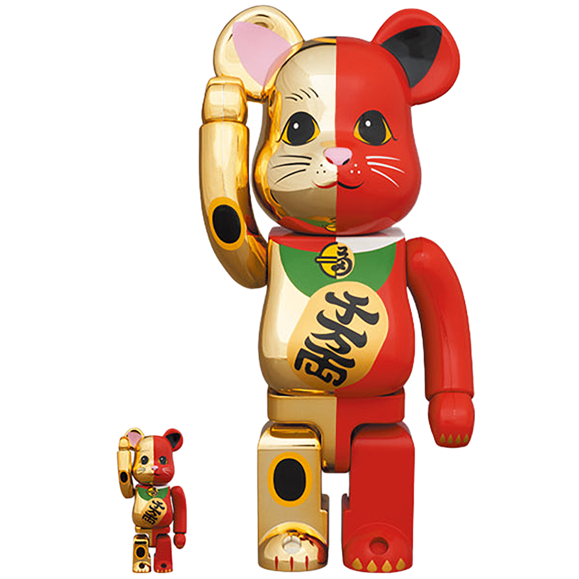 BE@RBRICK Manekineko Gold×Red 100％ & 400％
