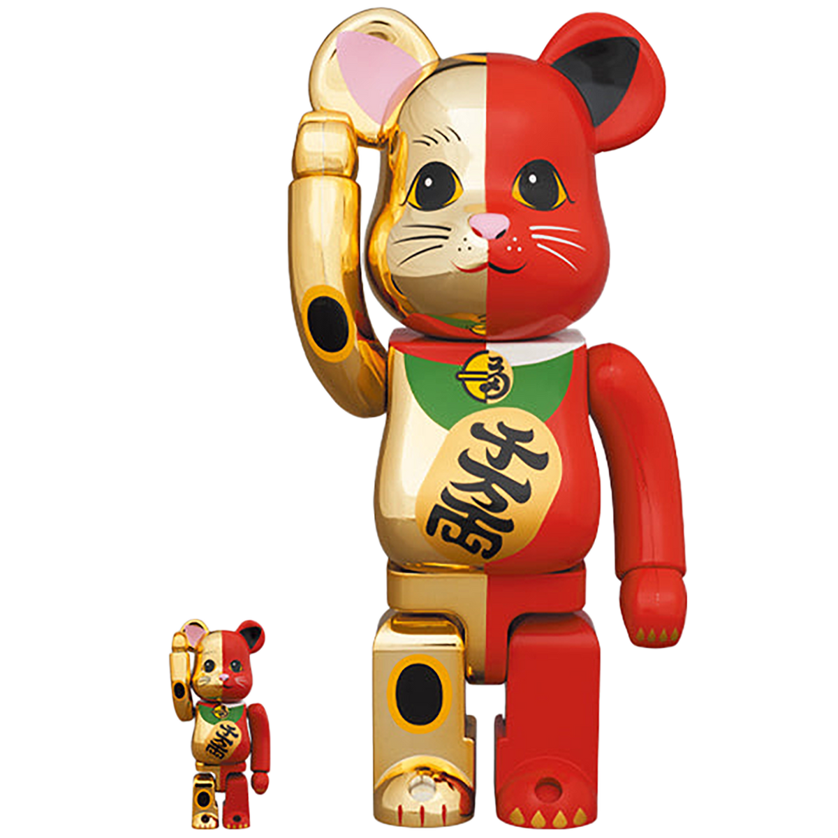 BE@RBRICK Manekineko Gold×Red 100％ & 400％
