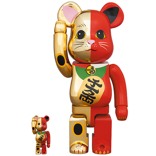 BE@RBRICK Manekineko Gold×Red 100％ & 400％