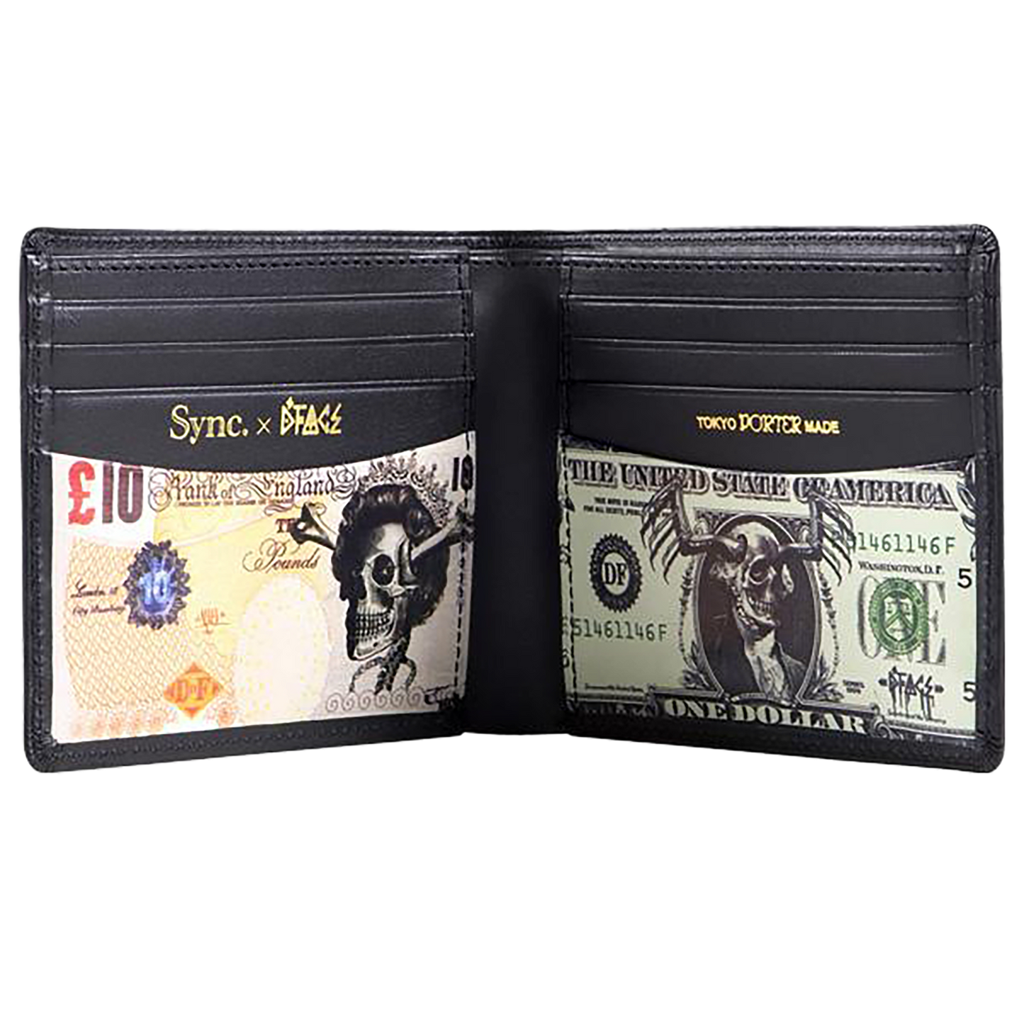 D*FACE LEATHER WALLET STRIPES x PORTER