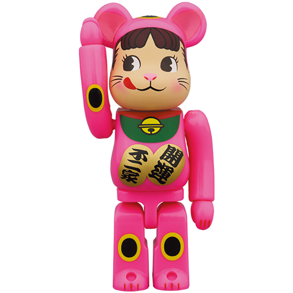 BE@RBRICK 招き猫 ペコちゃん 蛍光ピンク 100％ & 400％_1