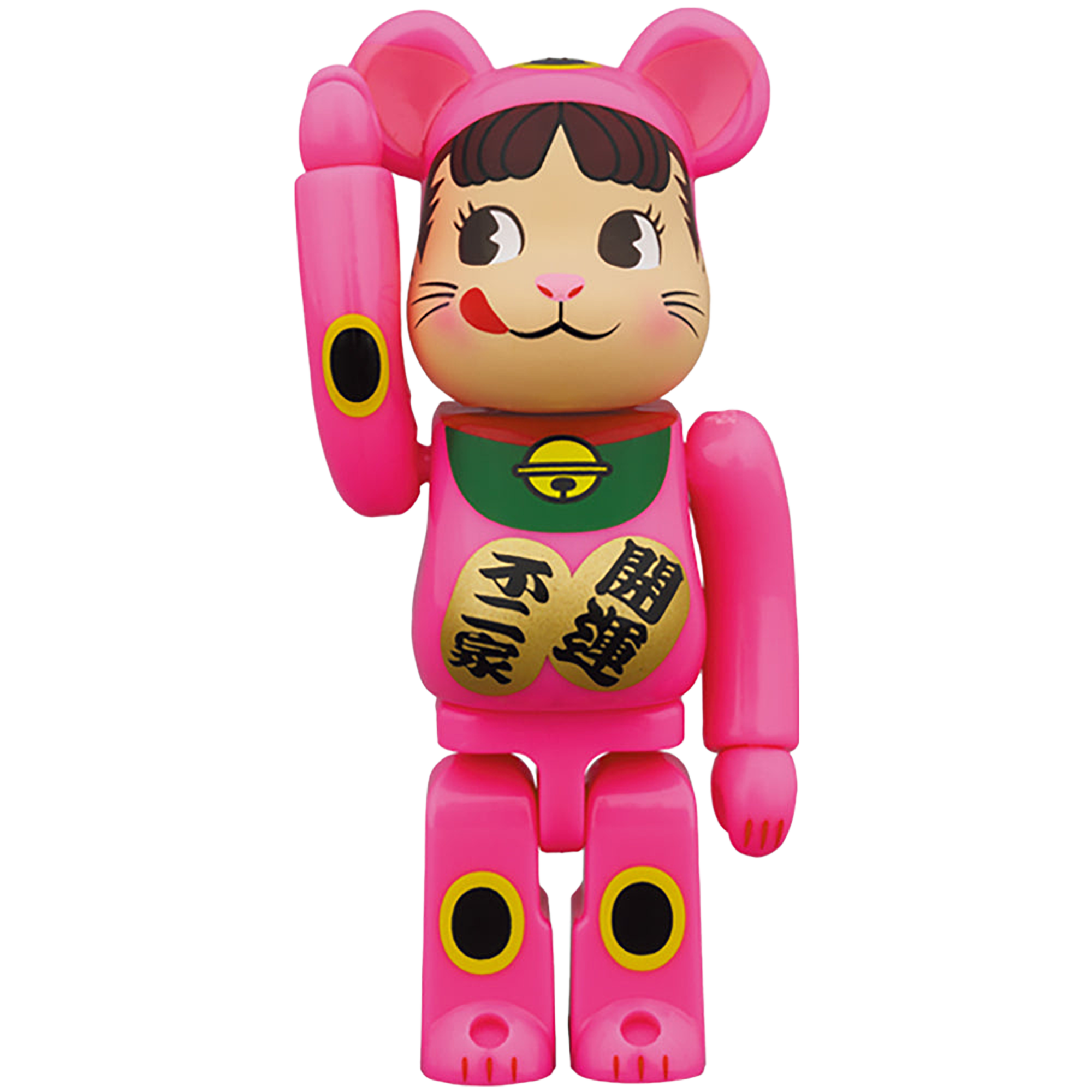 BE@RBRICK 招き猫 ペコちゃん 蛍光ピンク 100％ & 400％