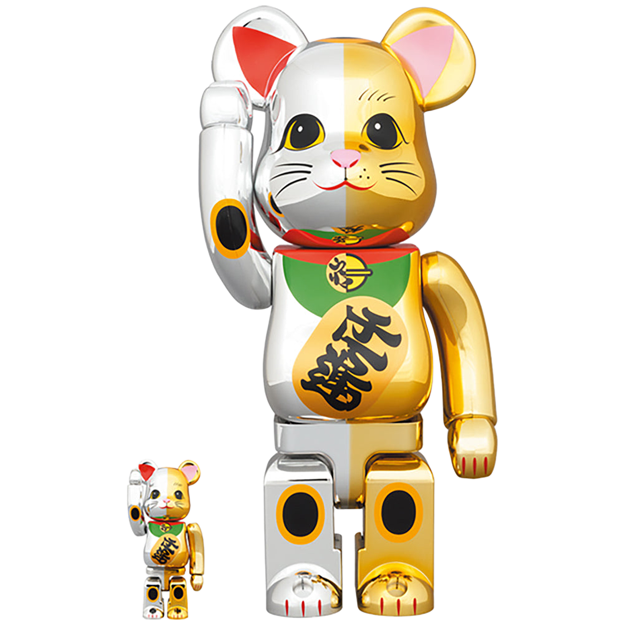 BE@RBRICK 招き猫 開運 銀×千万両 金 100％ & 400％