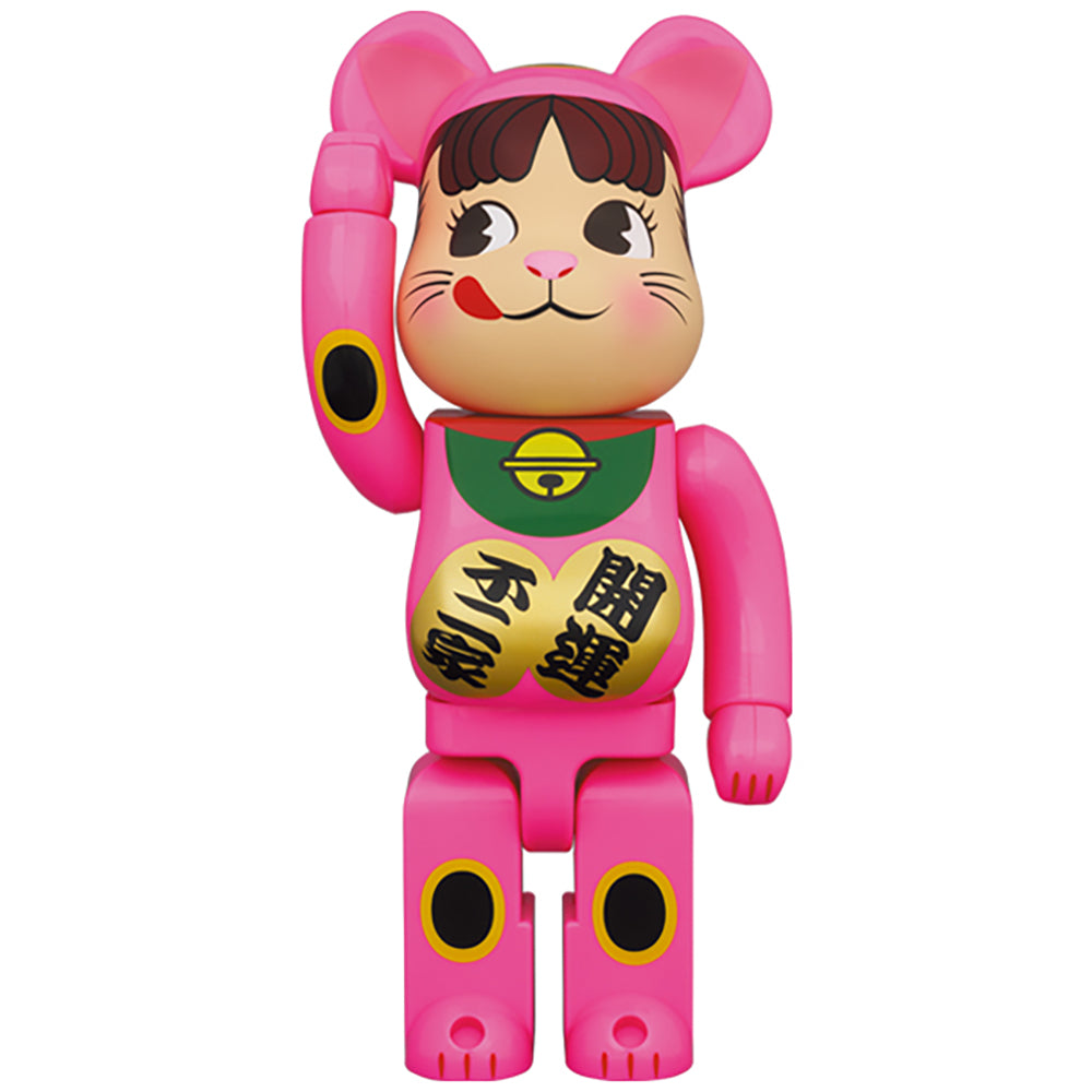 BE@RBRICK 招き猫 ペコちゃん 蛍光ピンク 100％ & 400％_2