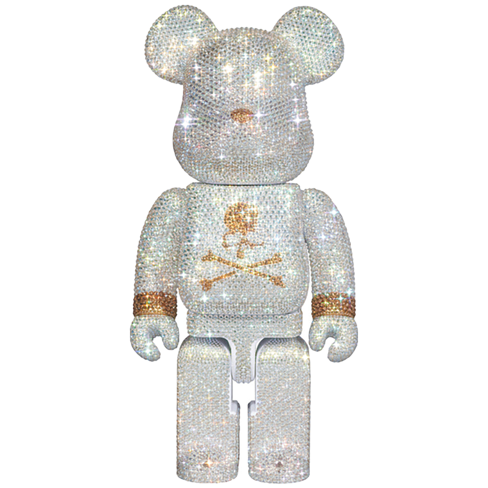 CRYSTAL DECORATE mastermind JAPAN BE@RBRICK 400％ WHITE & GOLD Ver.