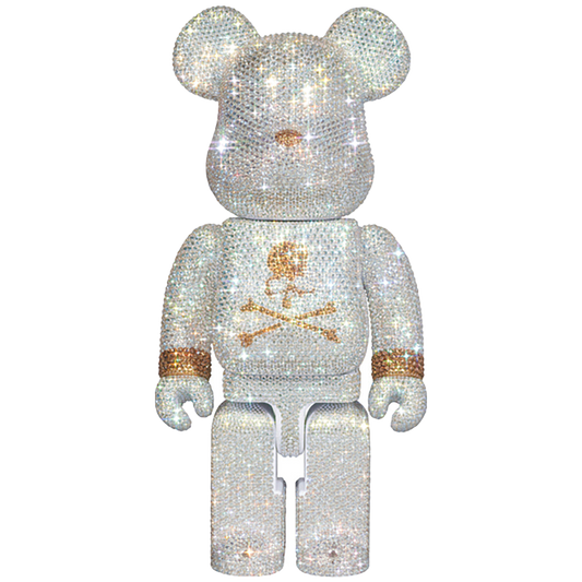 CRYSTAL DECORATE mastermind JAPAN BE@RBRICK 400％ WHITE & GOLD Ver.