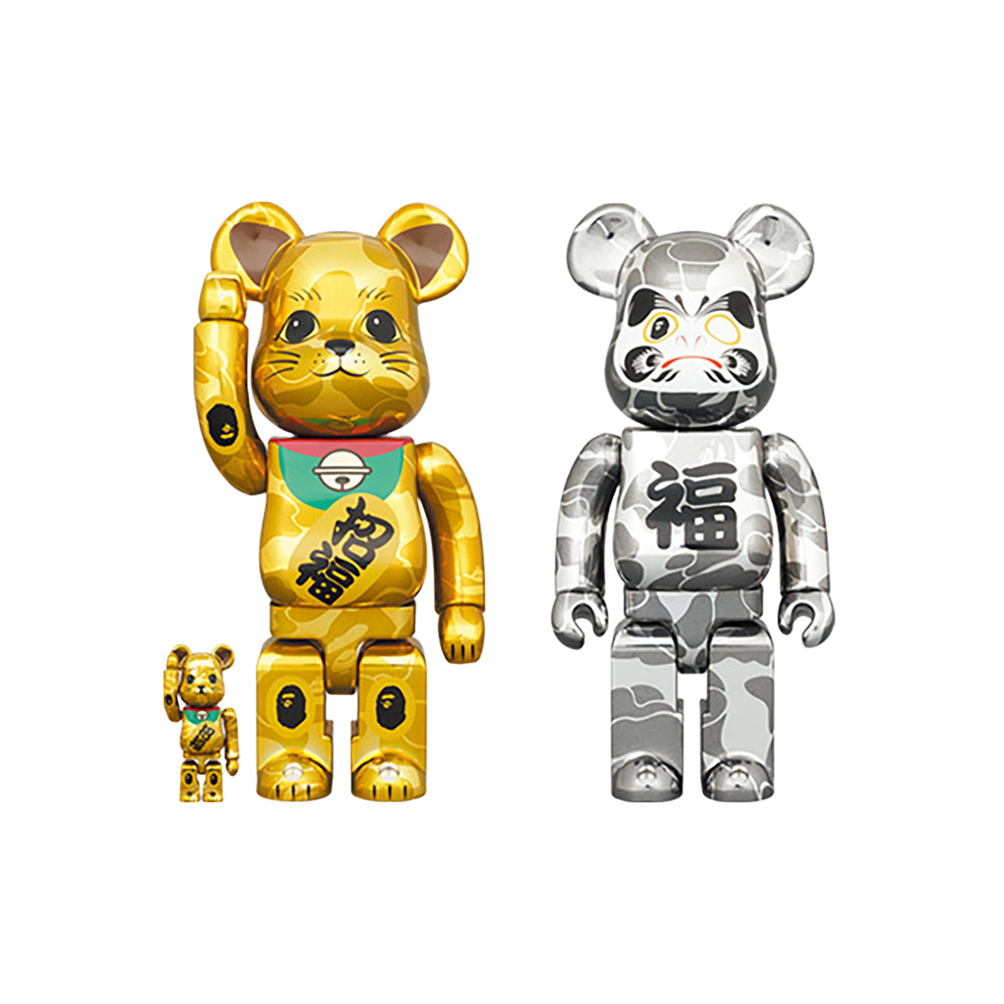 BE@RBRICK BAPE(R) 招き猫 金メッキ & 達磨 銀メッキ 100％ & 400％ 4PCS SET