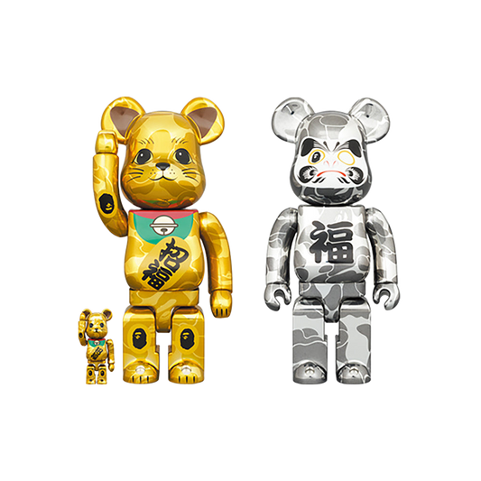 BE@RBRICK BAPE(R) 招き猫 金メッキ & 達磨 銀メッキ 100％ & 400％ 4PCS SET