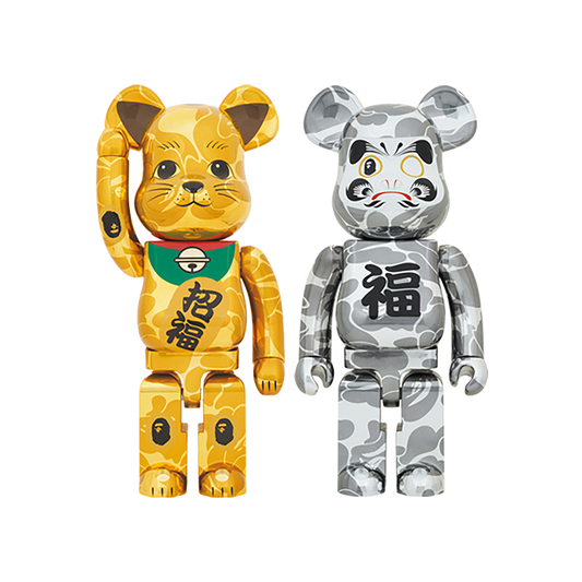 BE@RBRICK BAPE(R) 招き猫 金メッキ 1000％／達磨 銀メッキ 1000％