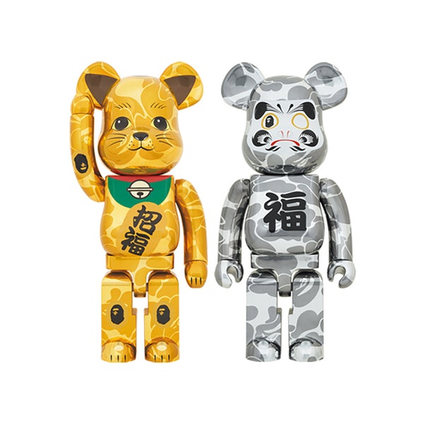 BE@RBRICK BAPE(R) 招き猫 金メッキ 1000％／達磨 銀メッキ 1000