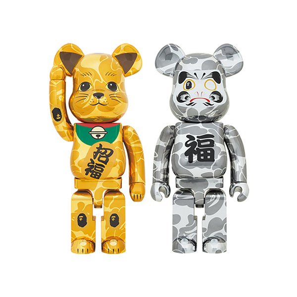 BE@RBRICK BAPE(R) 招き猫 金メッキ 1000％／達磨 銀メッキ 1000