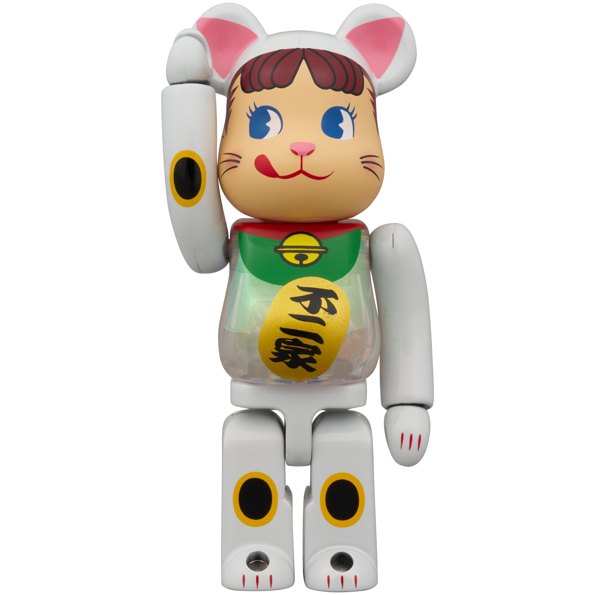 BE@RBRICK Manekineko Peko-chan White Plating with with luminescent milky 100% & 400%
