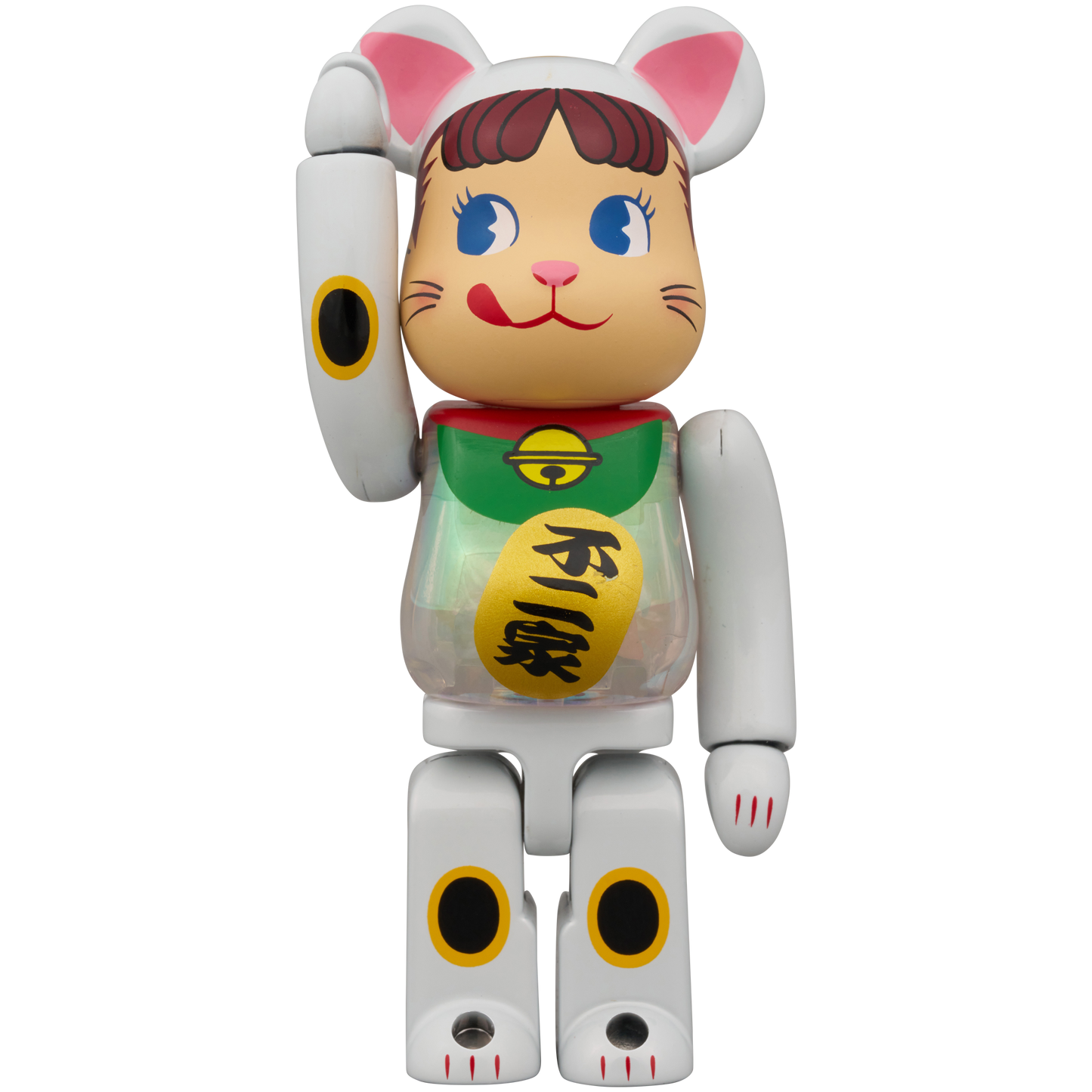 BE@RBRICK Manekineko Peko-chan White Plating with with luminescent milky 100% & 400%
