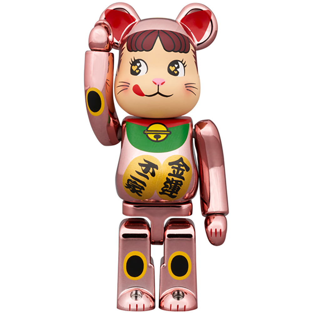 BE@RBRICK 招き猫 ペコちゃん 金運 ダブル小判 桃金メッキ 100％ & 400％_1