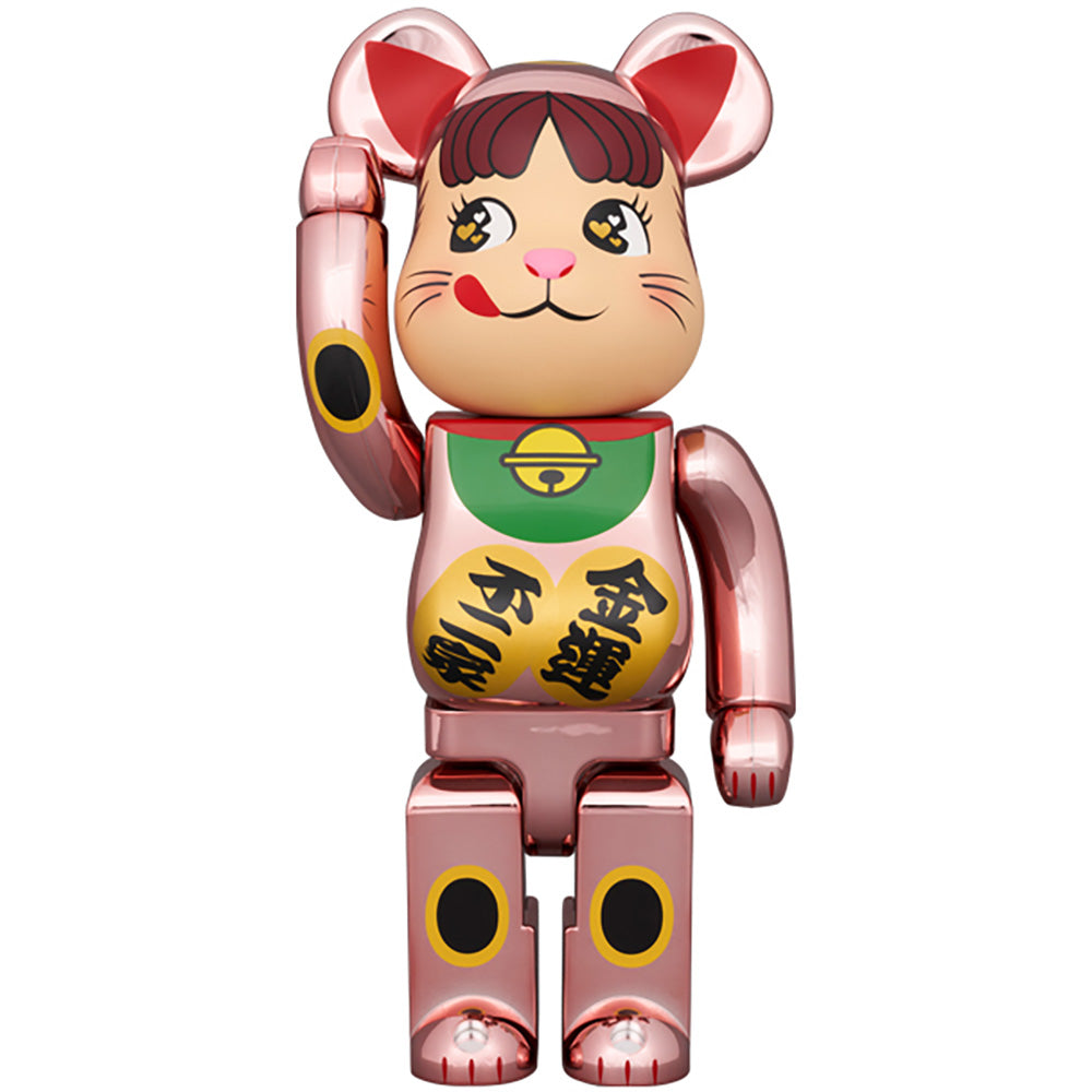 BE@RBRICK 招き猫 ペコちゃん 金運 ダブル小判 桃金メッキ 100％ & 400％_2