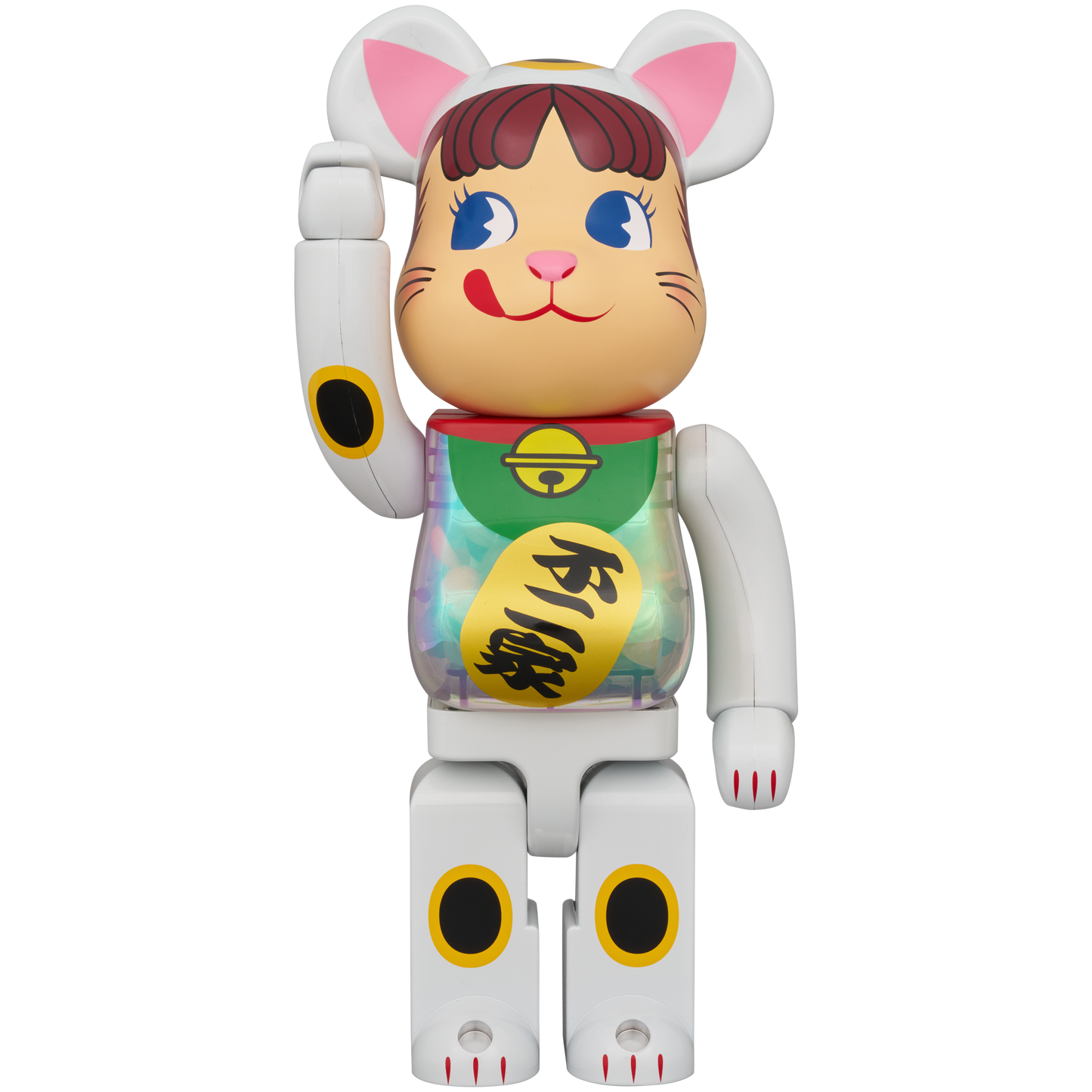 BE@RBRICK Manekineko Peko-chan White Plating with with luminescent milky 100% & 400%
