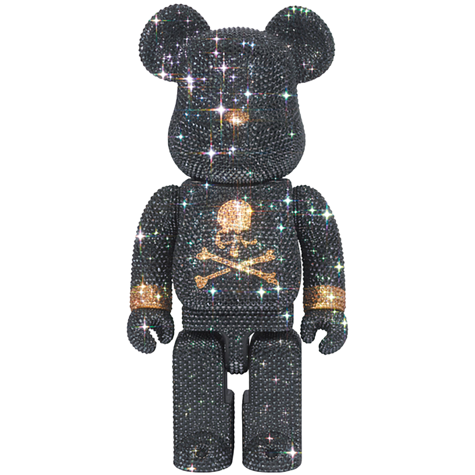 CRYSTAL DECORATE mastermind JAPAN BE@RBRICK 400％ BLACK & GOLD Ver.