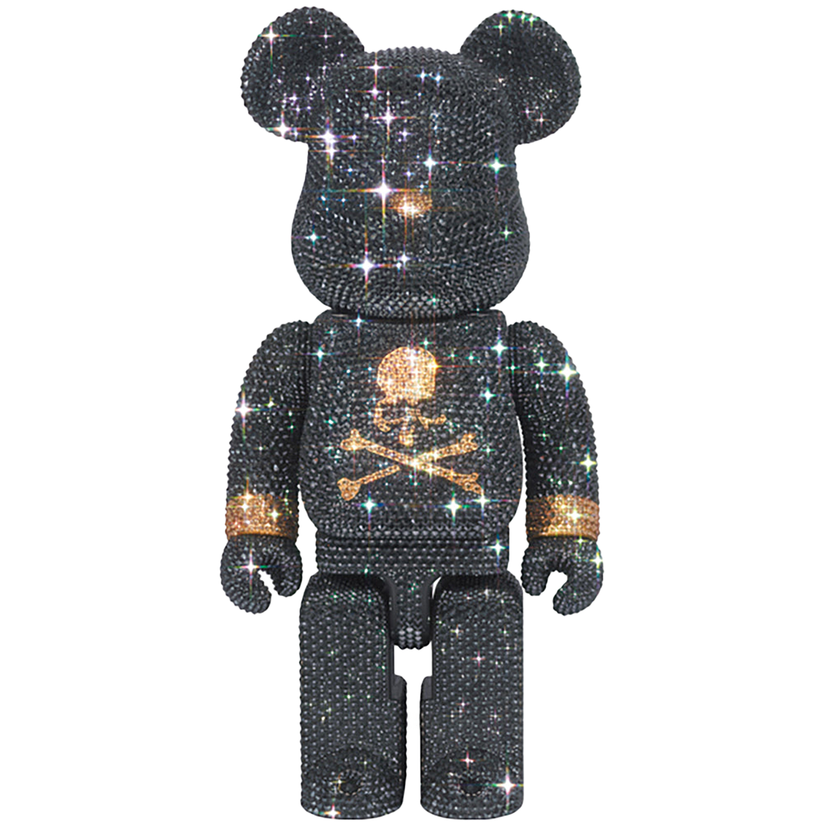 CRYSTAL DECORATE mastermind JAPAN BE@RBRICK 400％ BLACK & GOLD Ver.