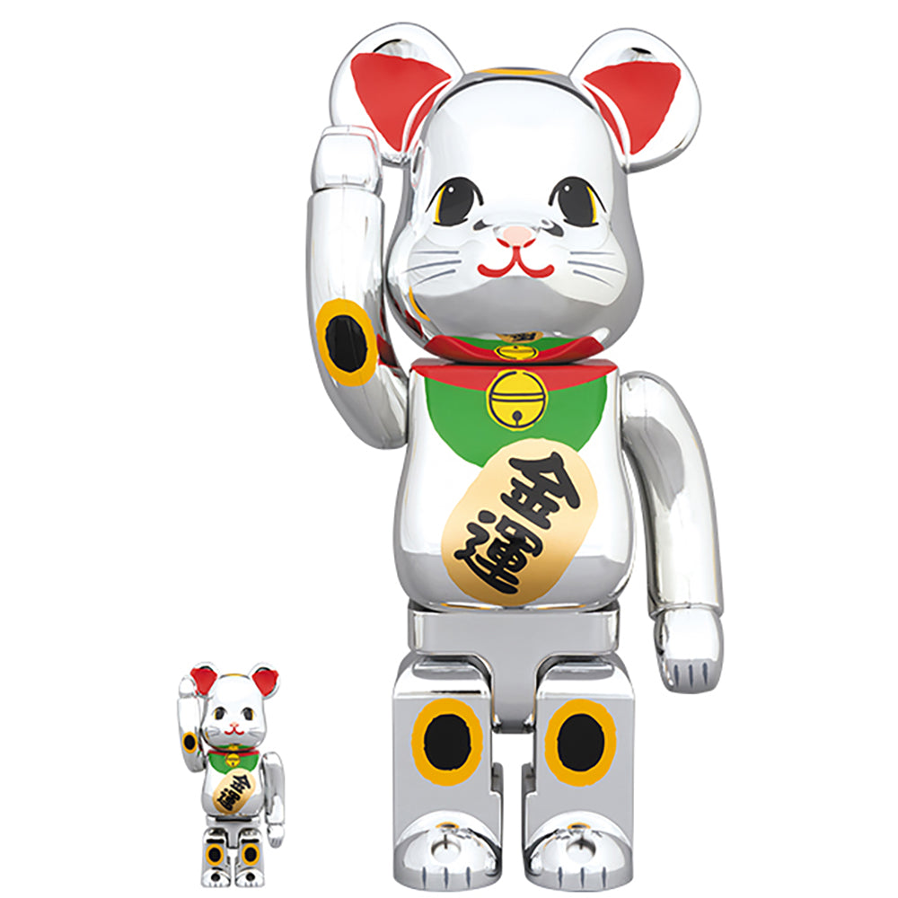 BE@RBRICK 招き猫 銀メッキ 金運 100％ & 400％_0