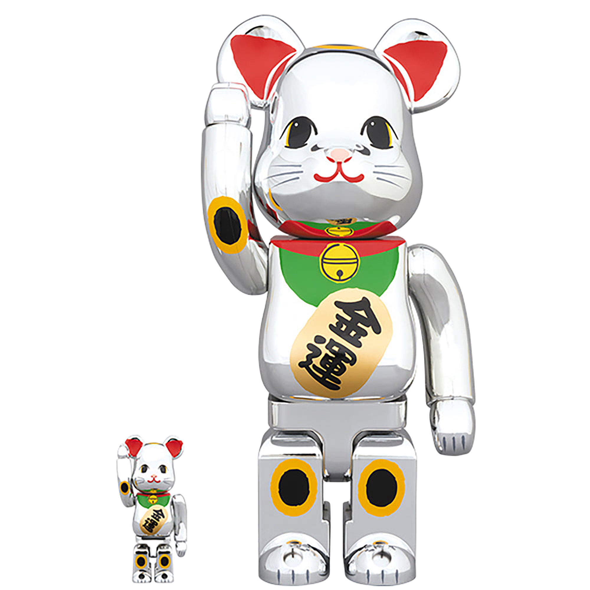 BE@RBRICK 招き猫 銀メッキ 金運 100％ & 400％
