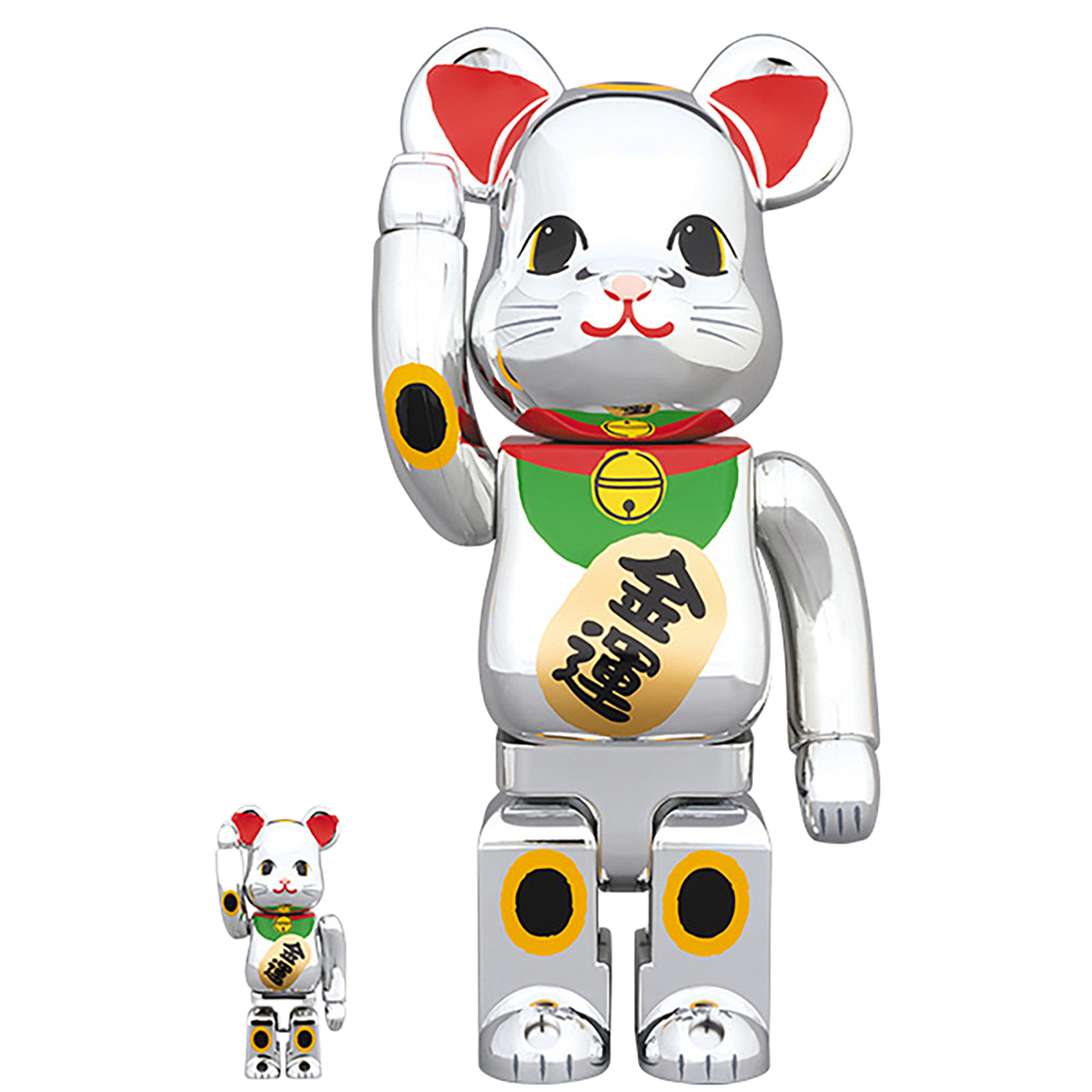 BE@RBRICK 招き猫 銀メッキ 金運 100％ & 400％