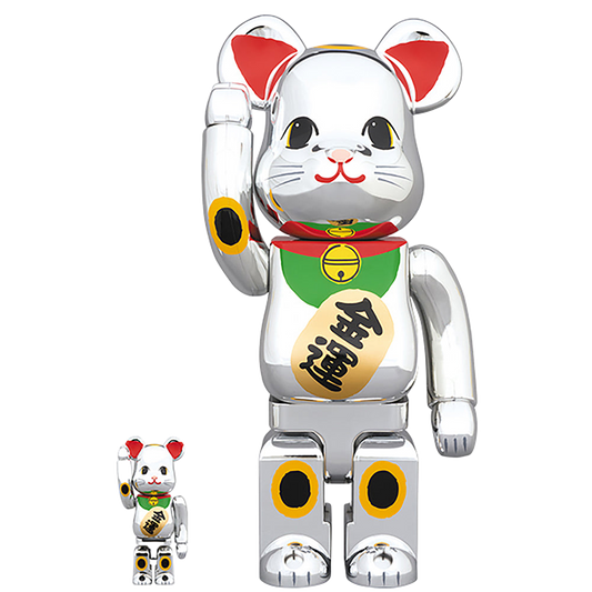 BE@RBRICK 招き猫 銀メッキ 金運 100％ & 400％