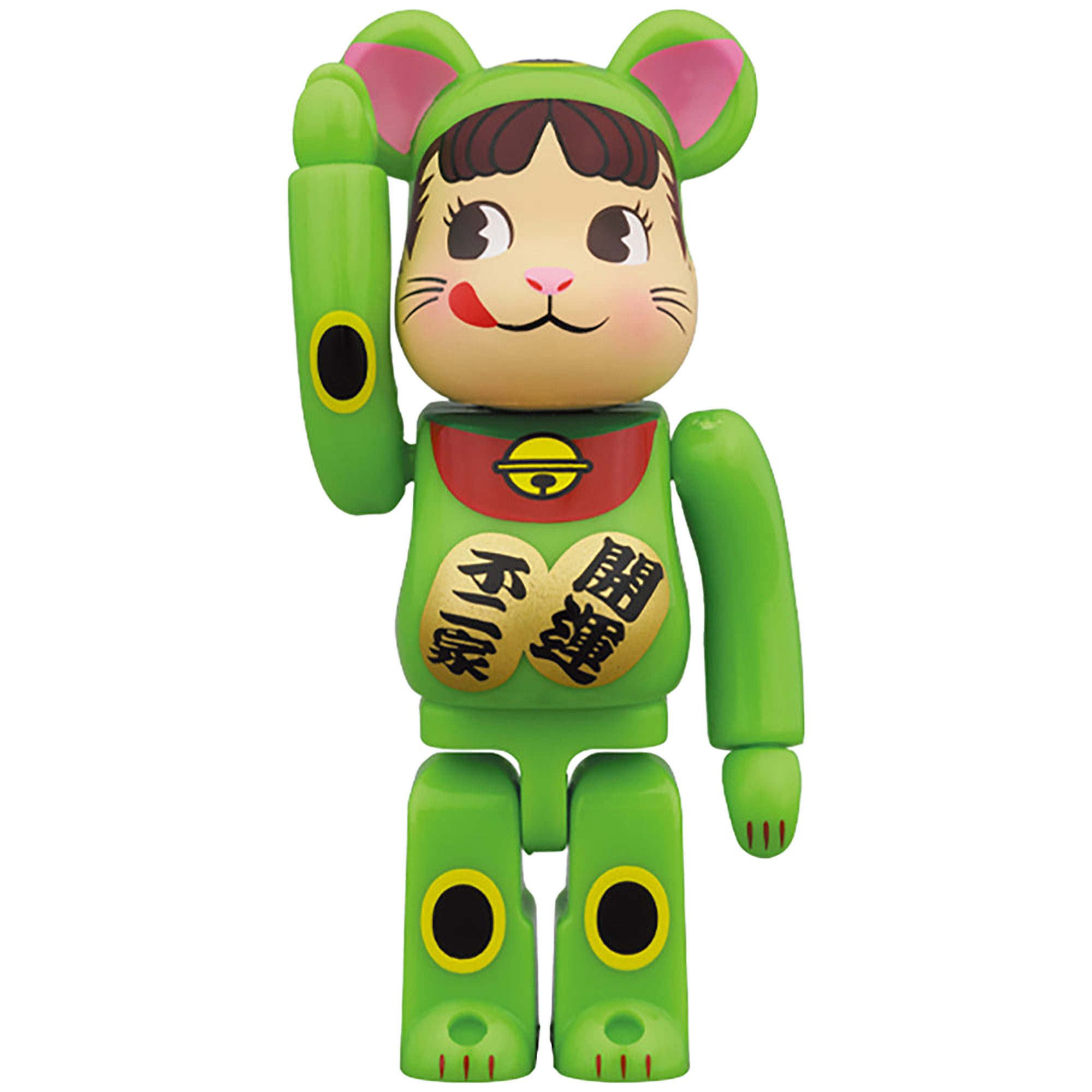 BE@RBRICK 招き猫 ペコちゃん 蛍光グリーン 100％ & 400％