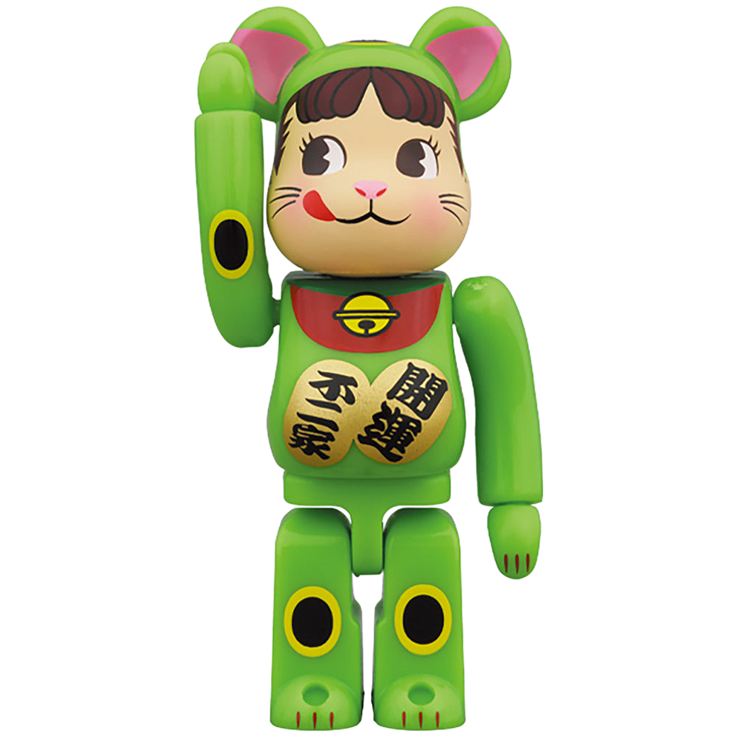BE@RBRICK 招き猫 ペコちゃん 蛍光グリーン 100％ & 400％