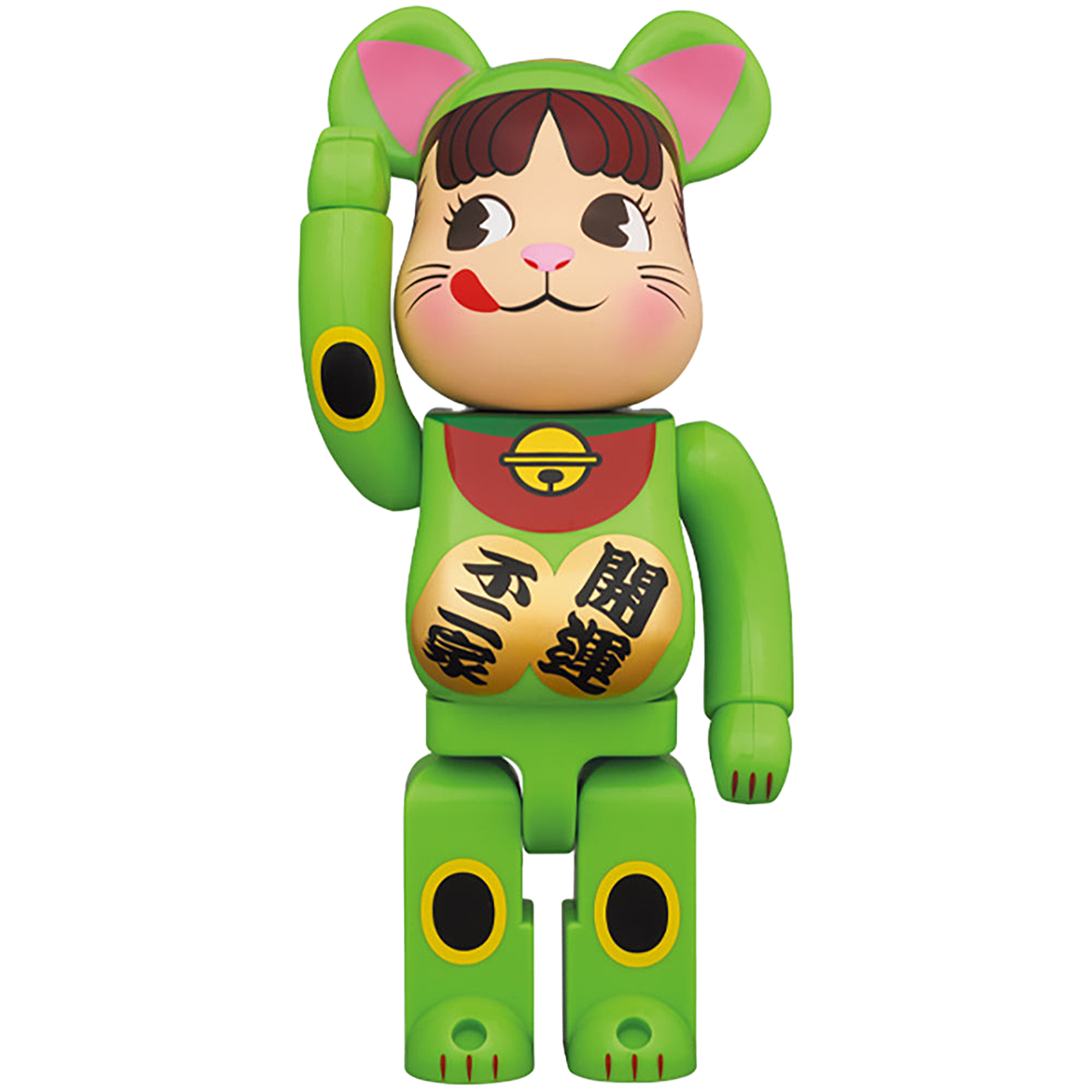 BE@RBRICK 招き猫 ペコちゃん 蛍光グリーン 100％ & 400％