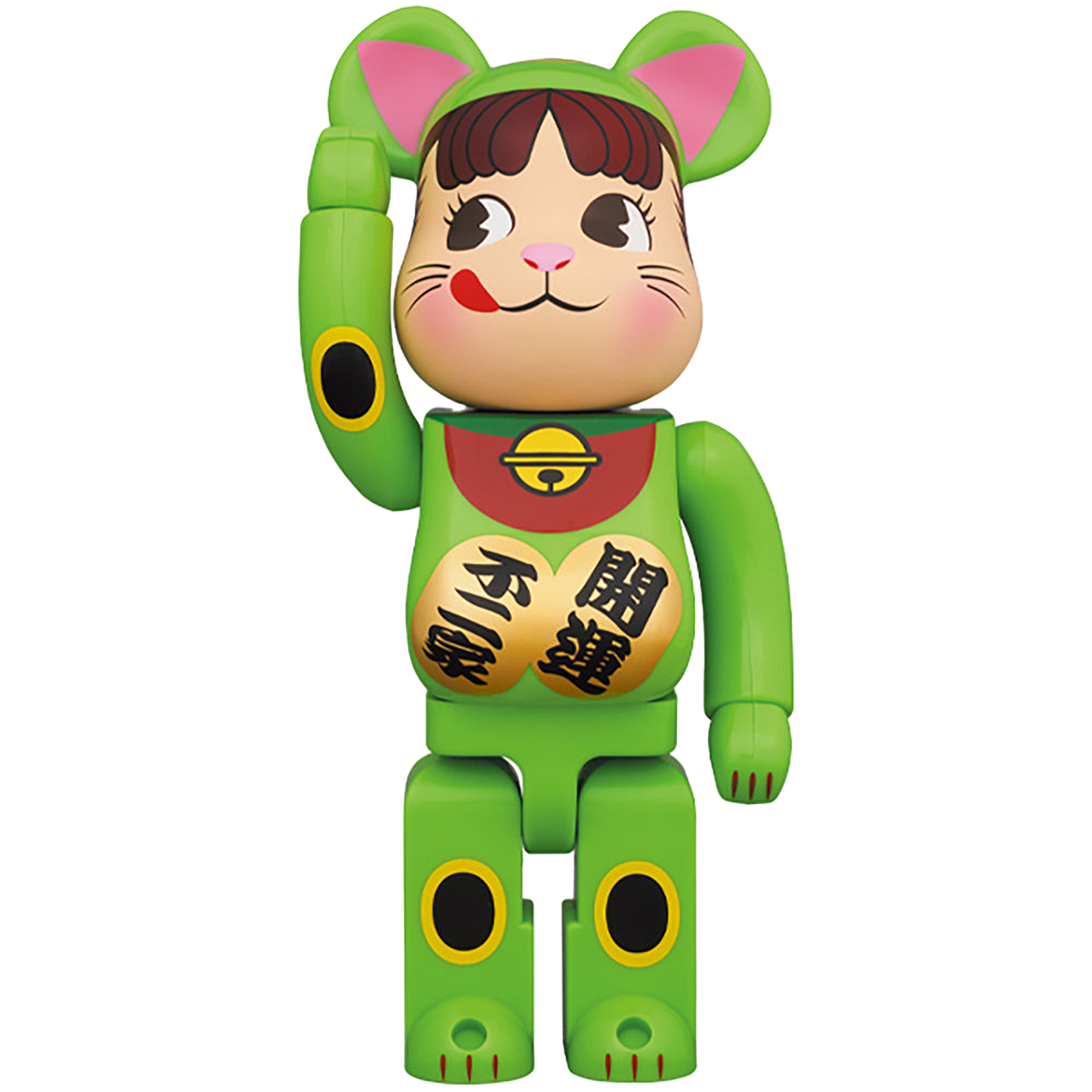 BE@RBRICK 招き猫 ペコちゃん 蛍光グリーン 100％ & 400％