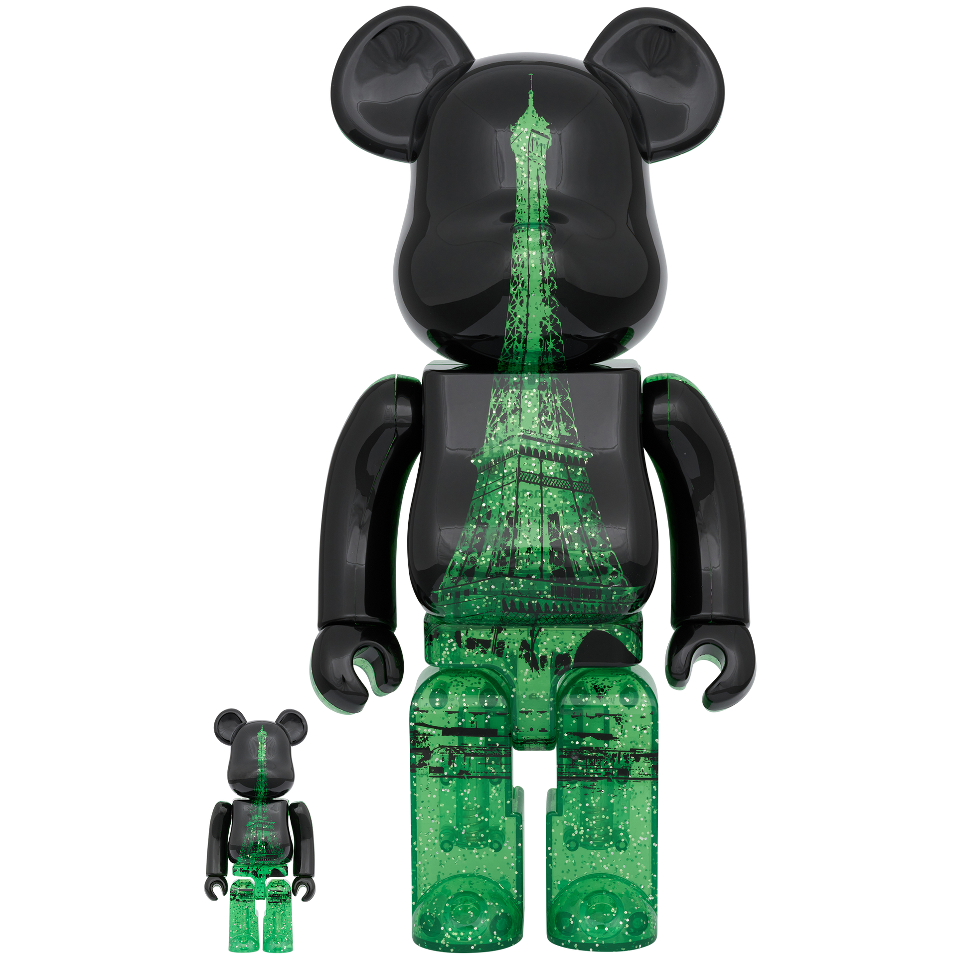 BE@RBRICK EIFFEL TOWER 100％ & 400％ GREEN DRESS Ver. | MEDICOM