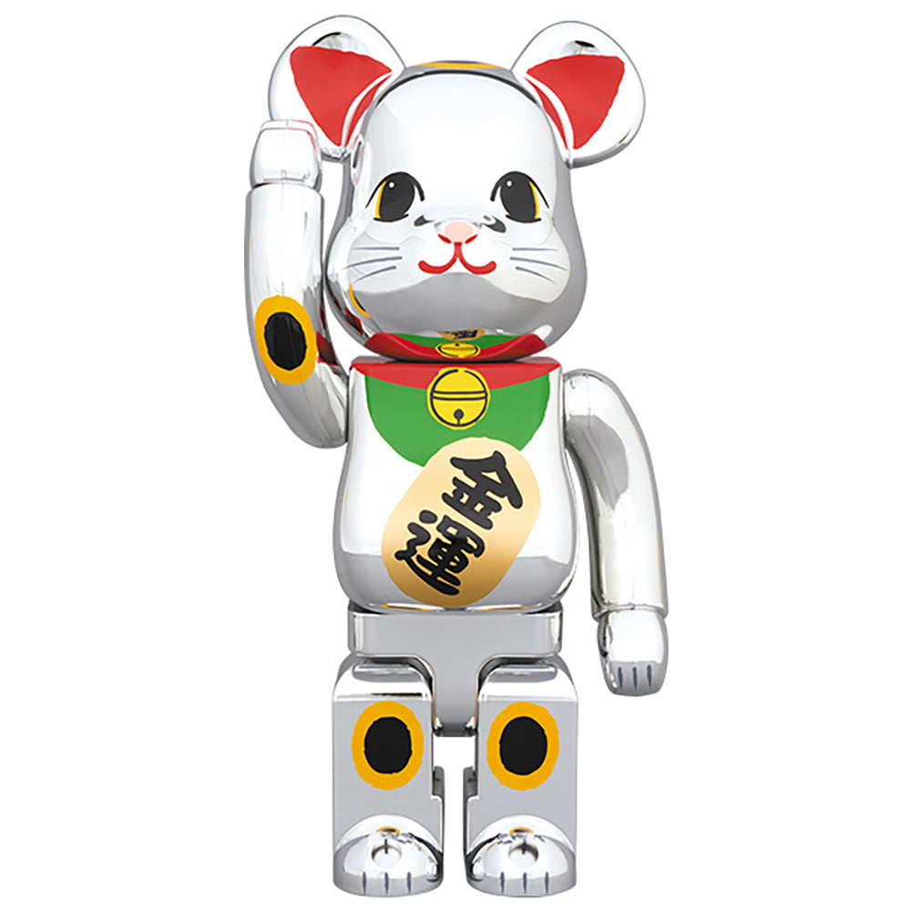 BE@RBRICK 招き猫 銀メッキ 金運 100％ & 400％_3