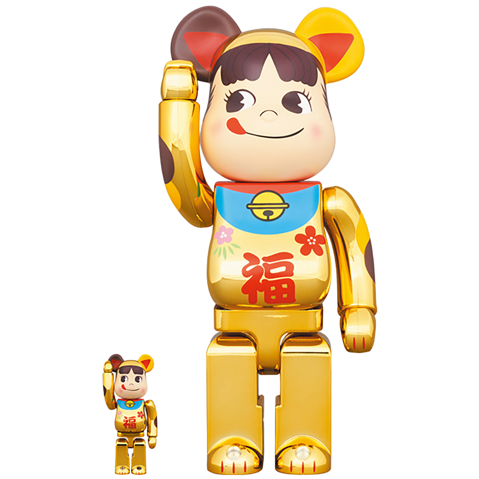 BE@RBRICK 招き猫 ペコちゃん 福 金メッキ 100％ & 400％ | MEDICOM