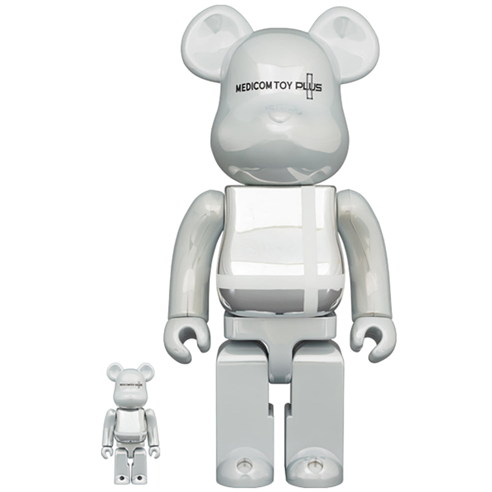 BE@RBRICK MEDICOM TOY PLUS WHITE CHROME Ver. 100％ & 400％_0