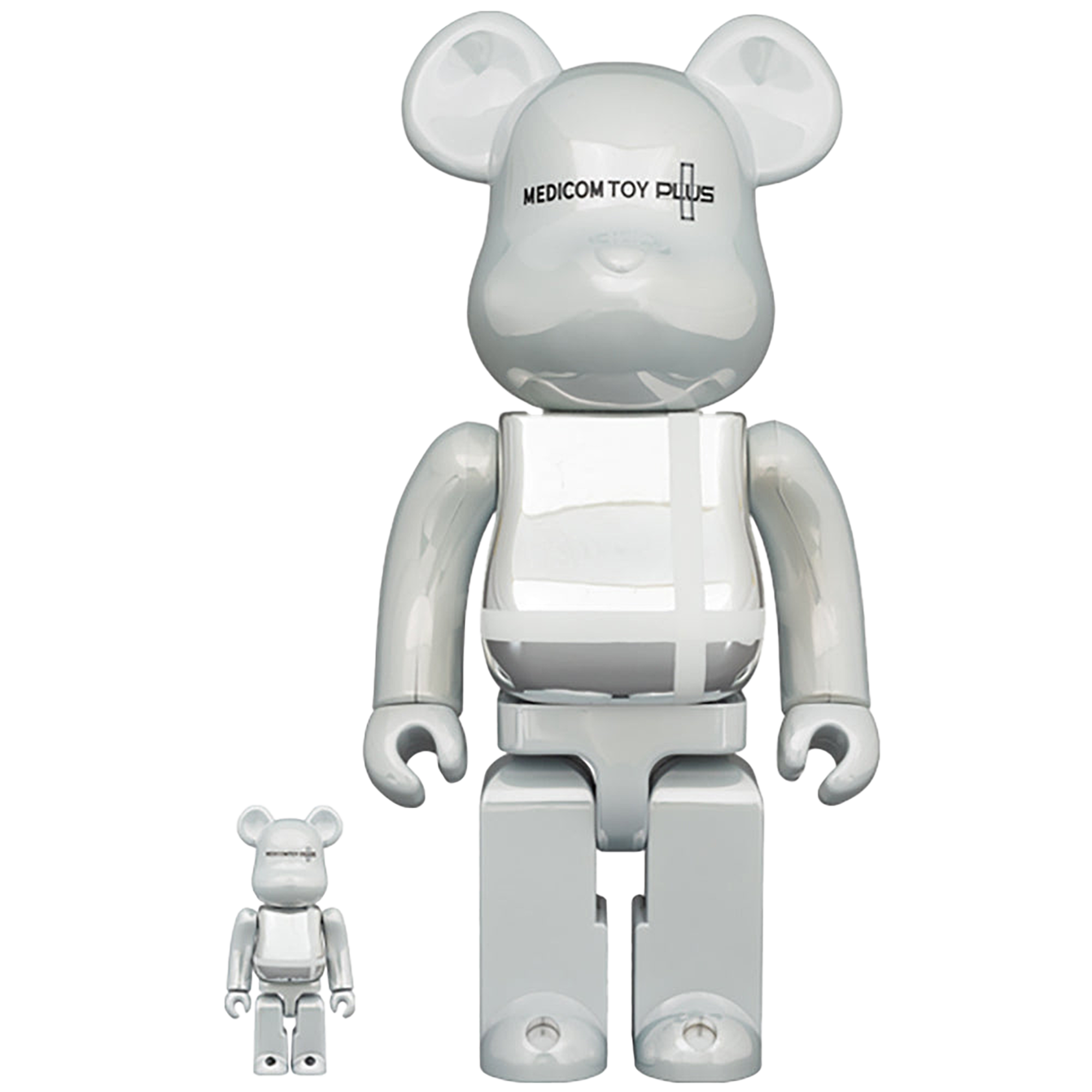 BE@RBRICK MEDICOM TOY PLUS WHITE CHROME Ver. 100％ & 400％