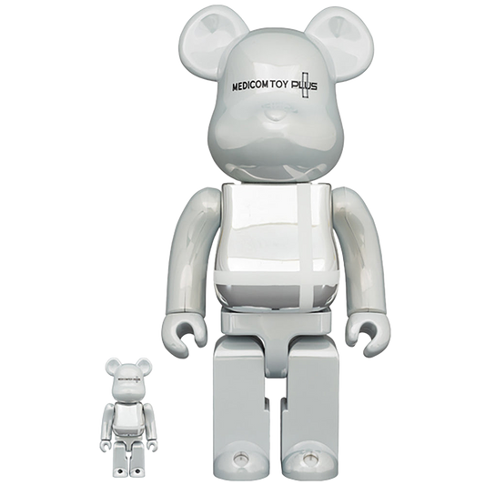 BE@RBRICK MEDICOM TOY PLUS WHITE CHROME Ver. 100％ & 400％