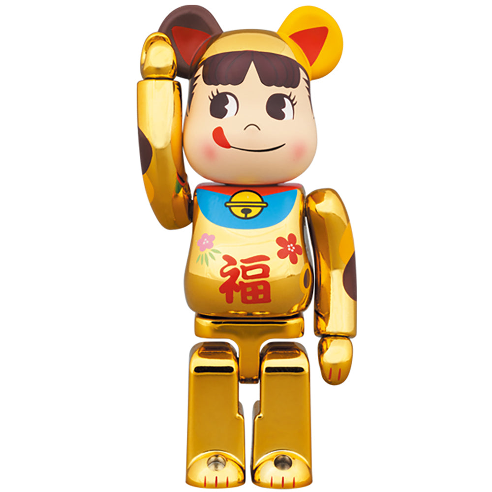 BE@RBRICK 招き猫 ペコちゃん 福 金メッキ 100％ & 400％_1