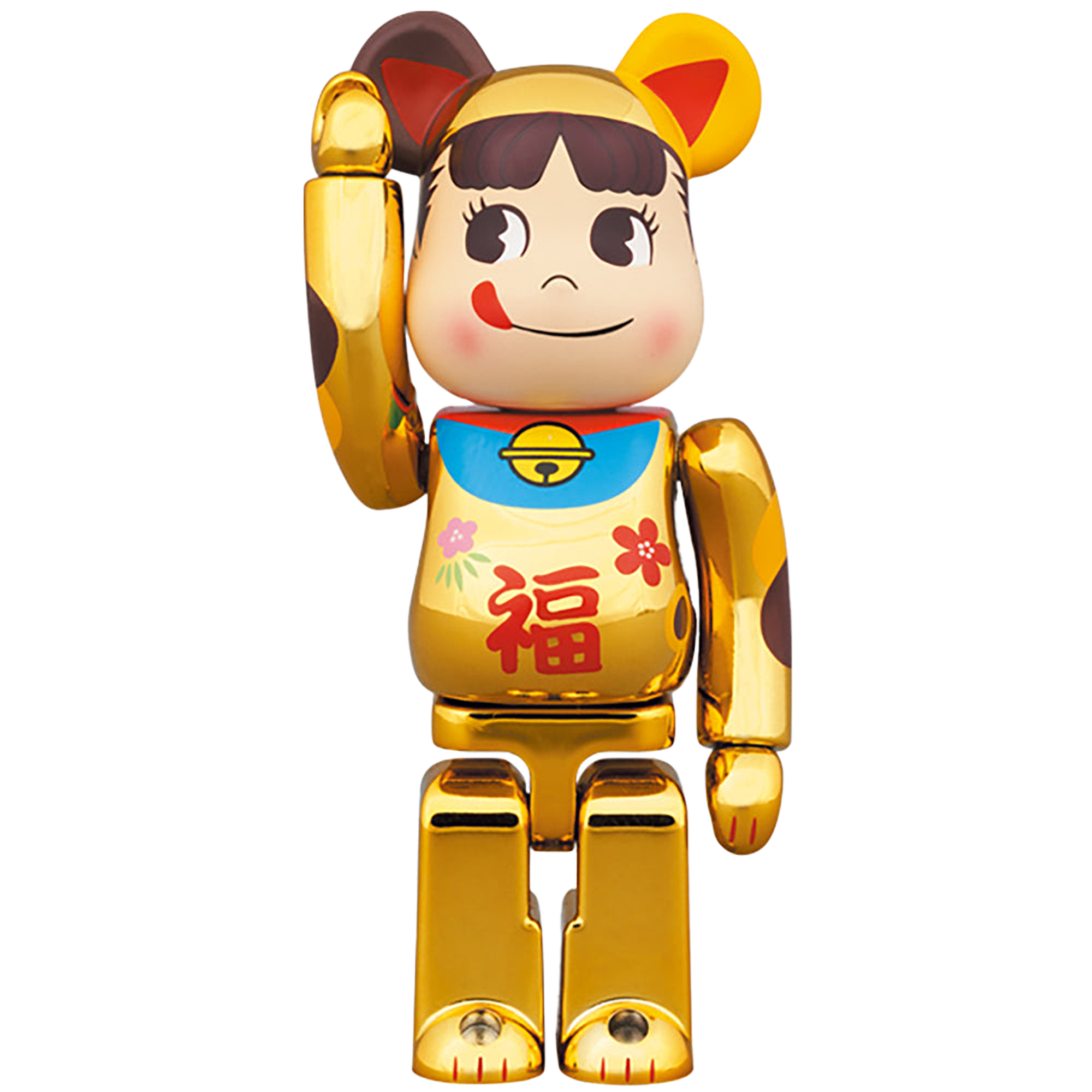 BE@RBRICK 招き猫 ペコちゃん 福 金メッキ 100％ & 400％