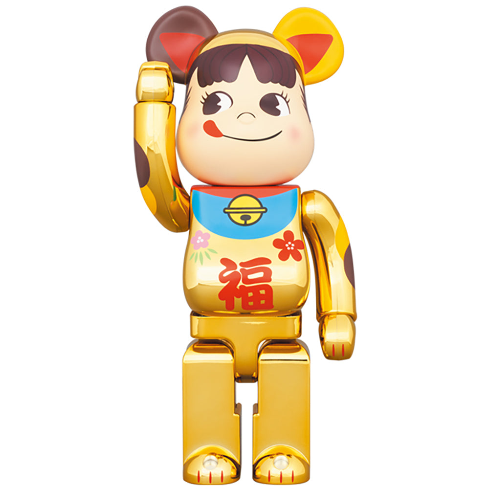 BE@RBRICK 招き猫 ペコちゃん 福 金メッキ 100％ & 400％_2