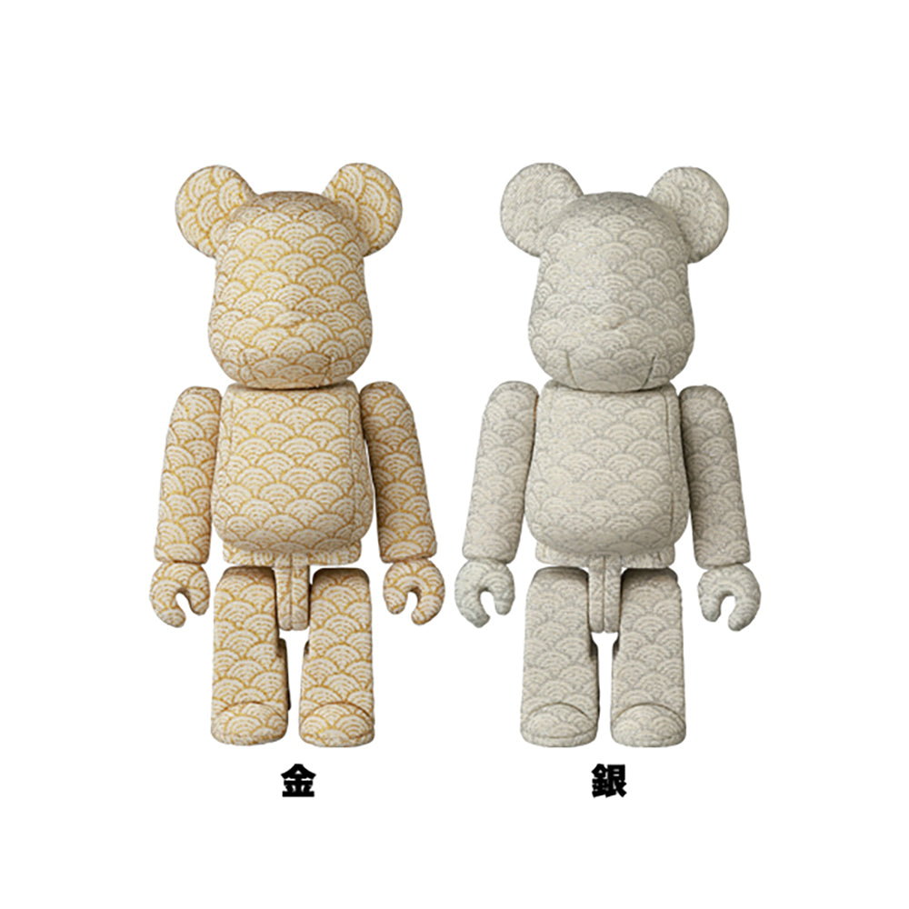 木目込みBE@RBRICK 青海波 金／青海波 銀_0