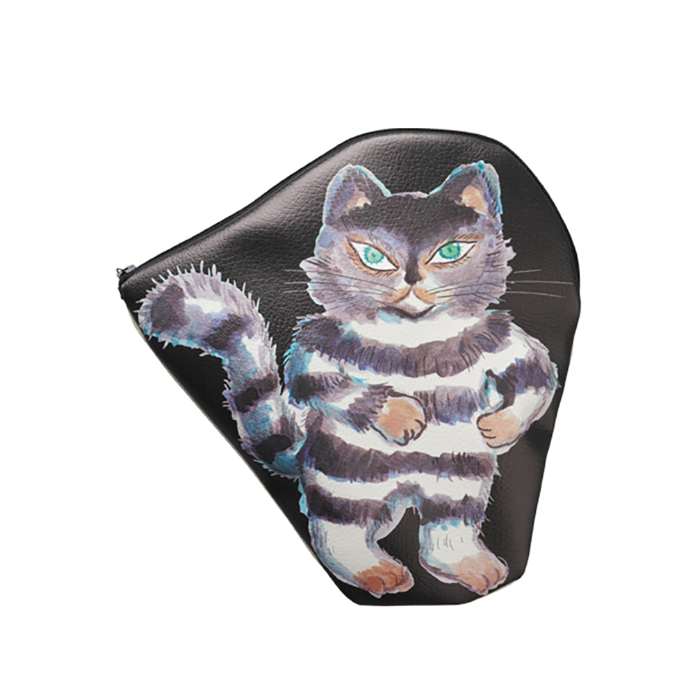MLE100万回生きたねこ とらねこポーチ ブラック/アイボリー_0