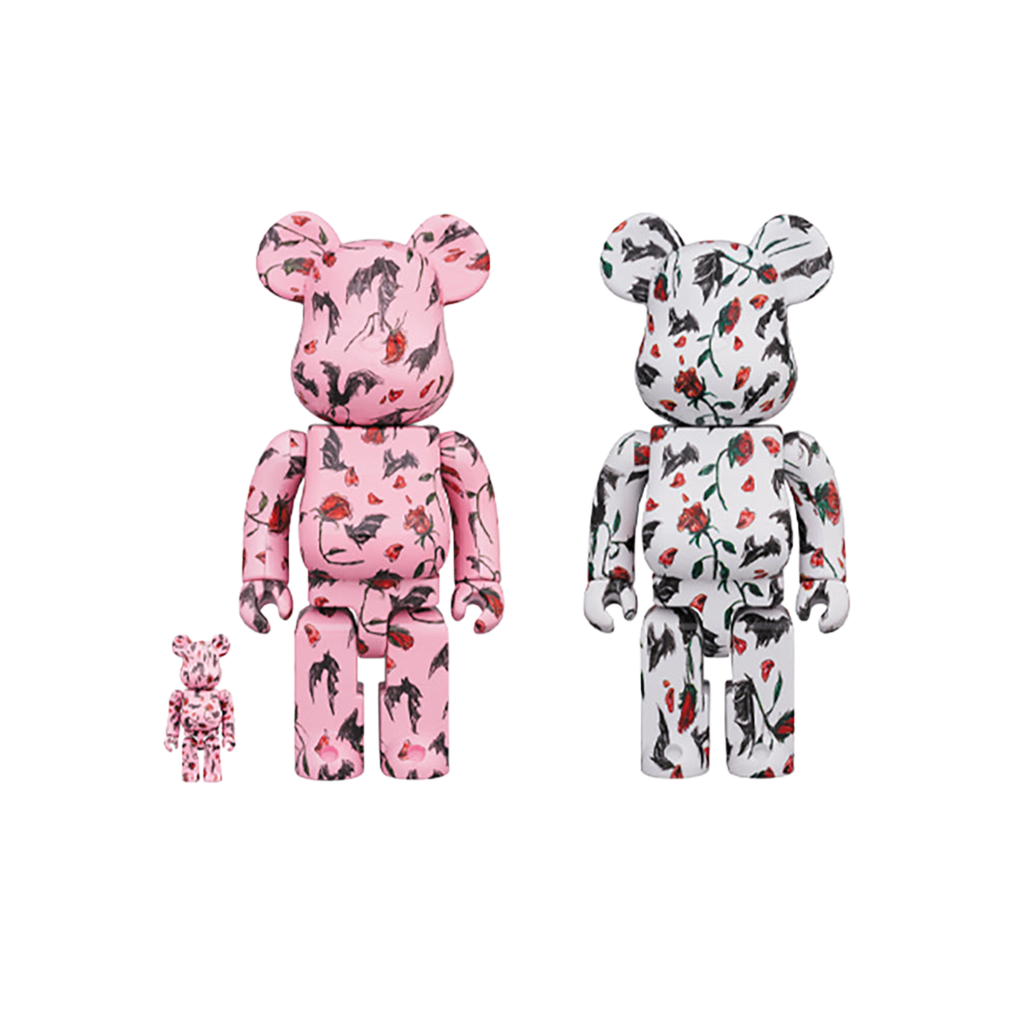 BE@RBRICK KIDILL × ERI WAKIYAMA BAT & ROSE 100％ & 400％ Pink/White