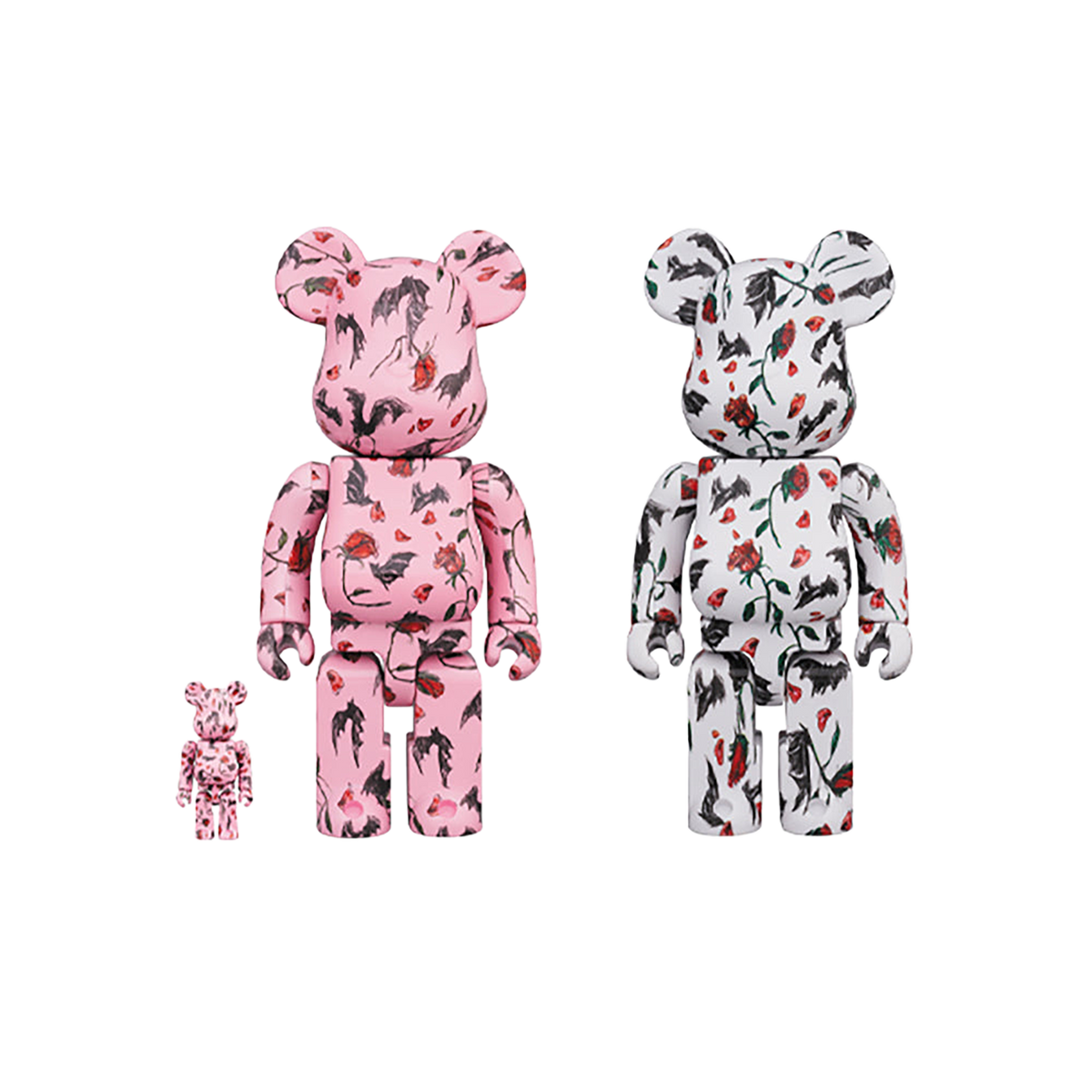 BE@RBRICK KIDILL × ERI WAKIYAMA BAT & ROSE 100％ & 400％ Pink/White