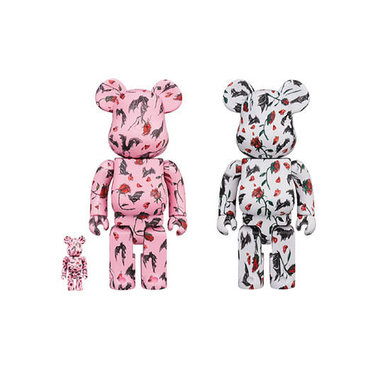 BE@RBRICK KIDILL × ERI WAKIYAMA BAT & ROSE 100％ & 400％ Pink/White