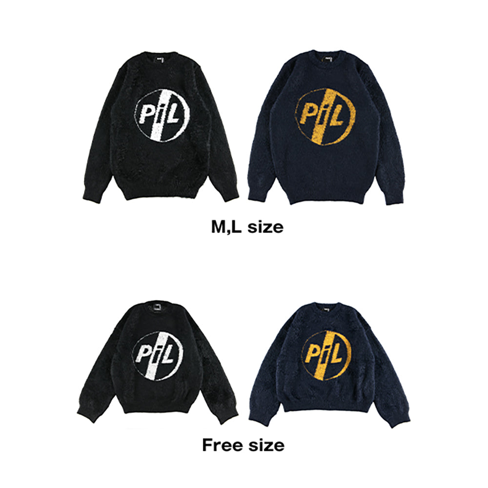 KNIT GANG COUNCIL "PIL" CREW NECK SWEATER "LOGO" BLACK／NAVY_0