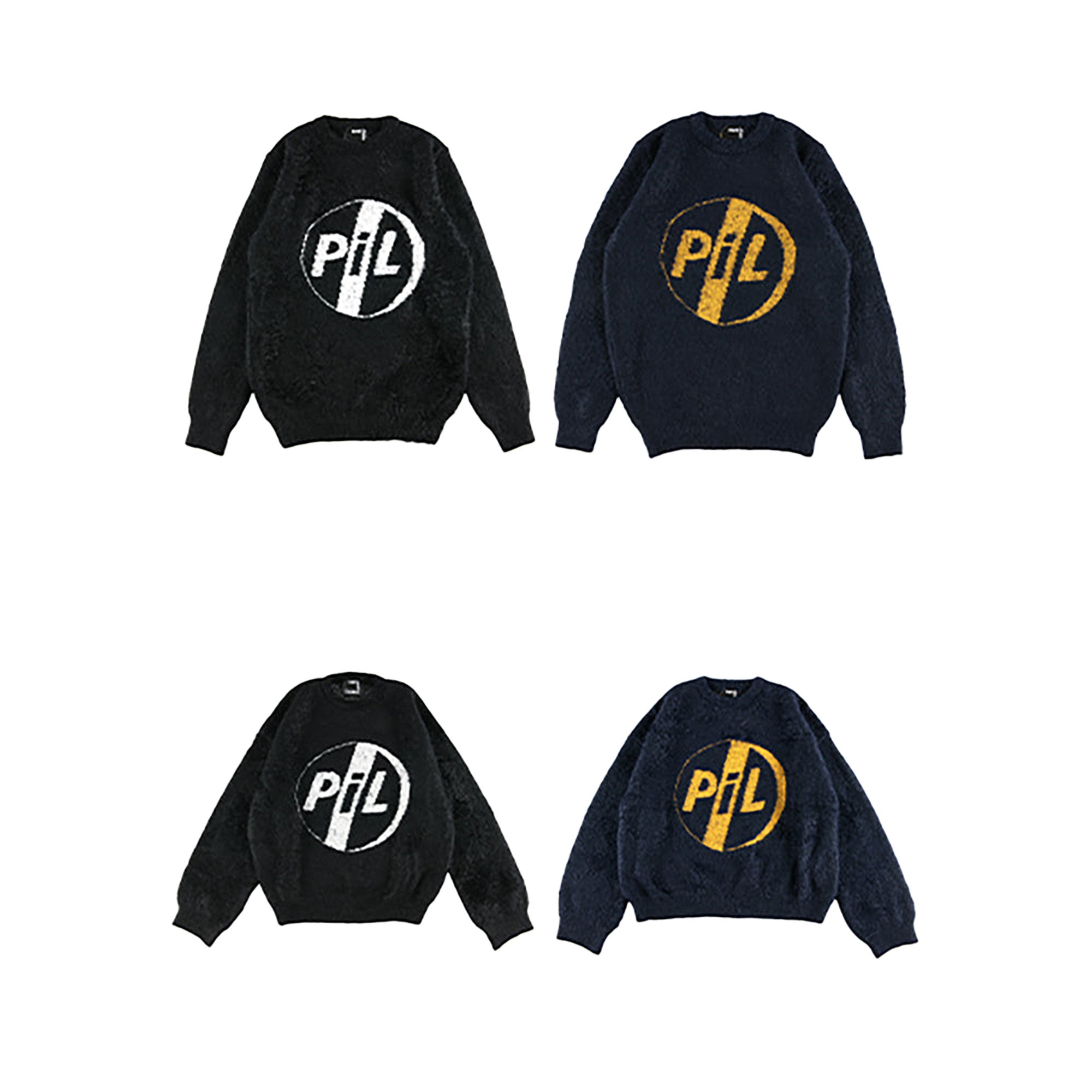 KNIT GANG COUNCIL "PIL" CREW NECK SWEATER "LOGO" BLACK／NAVY